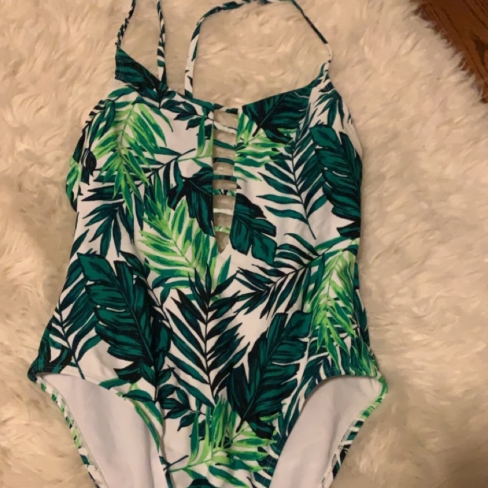 Green floral one piece
